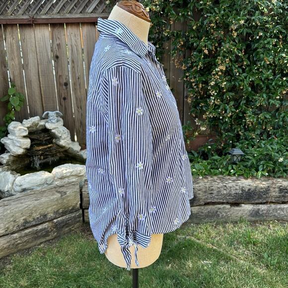 Marc New York Andrew Marc 3/4 Sleeve Button-Down Striped Daisy’s Women’s Small - Picture 3 of 9